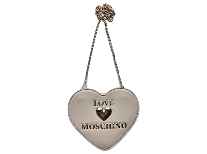 Love Moschino Liebe Moschino beige Herz-förmige Tasche Roh Polyurethan  ref.1252665